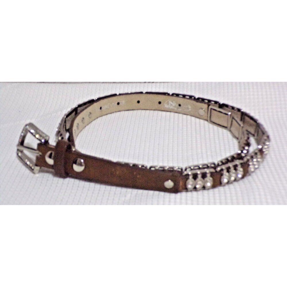 Nocona Bling Belt Silver Leather Adjustable Accents 28"